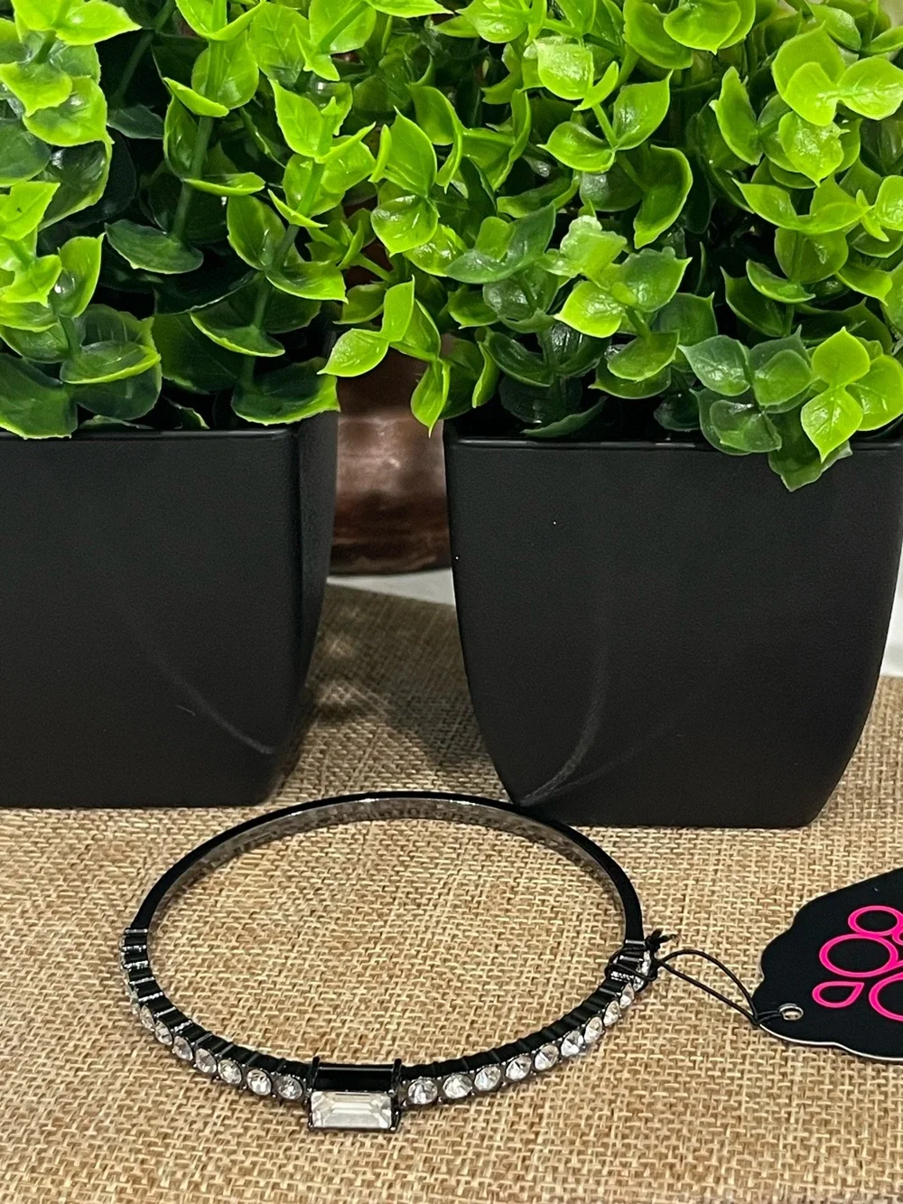 paparazzi Black Crystal Accent Bangle Bracelet